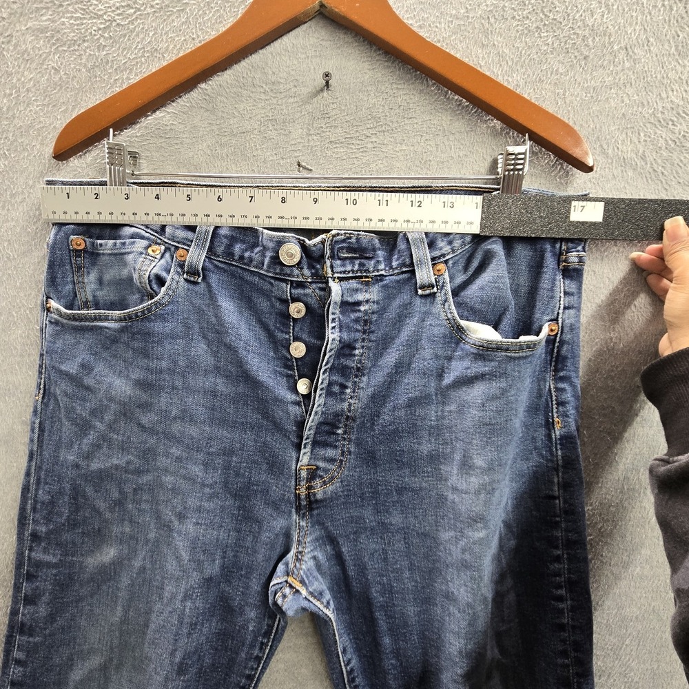 Levi's 501 Men Jeans 34X32 Blue Denim Straight Button‎ Fly 28" Inseam - Picture 11 of 16
